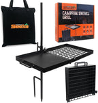 24" Heavy Duty Folding Campfire Grill, Compact Swivel Grill Design, Food-Safe Cooking Surface, Grate & Griddle for Campfire Cooking, Australian Owned