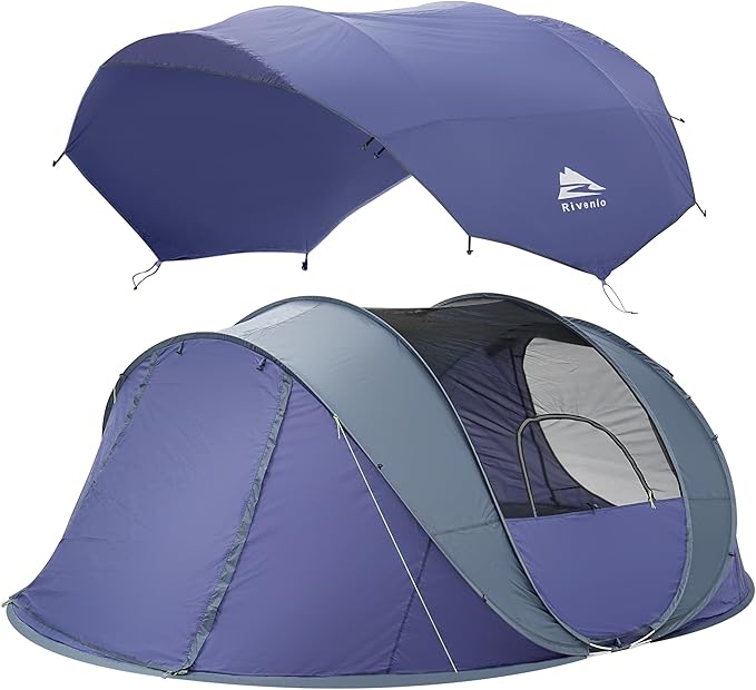4/6 Person Easy Pop Up Tent, Waterproof, Automatic Setup,2 Doors-Instant Family Tents for Camping, Hiking & Traveling