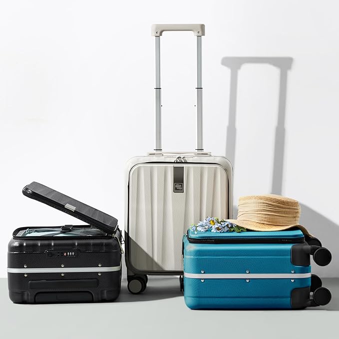 Hanke 16 Inch Underseat Carry On Luggage with Wheels,Small Hard Shell Suitcases for Weekender,Top Opening Tsa Approved Lightweight Travel Luggage Suitcase Christmas Gifts for Birthday，Caribbean Blue.