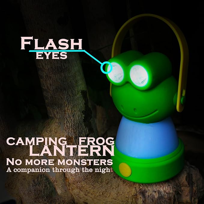 Outdoor Equipment LED Camping Lantern & Headlamp Set for Kids, FANT.LUX Battery Powered Night Light for Emergency, Hurricane, Lightweight Tent Lamp for Children (Frog Set)