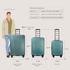 U.S. Traveler Boren Expandable Hardside Rugged Travel Luggage with 8 Spinner Wheels, Teal, Checked-Medium 26-Inch