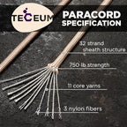 TECEUM 5/32" Paracord Rope 1000 – 1000ft / 200ft / 100ft / 50ft – Tactical Parachute Cord 4mm – 45+ Colors – Nylon String for Survival & Camping Gear – Stripe Cord for Survival – Utility Rope