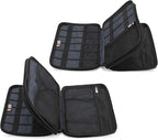 BUBM Double Layer Electronic Accessories Organizer, Travel Gear Bag for Cables, USB Flash Drive, Plug and More, Perfect Size Fits for iPad Mini (Medium, Blue)