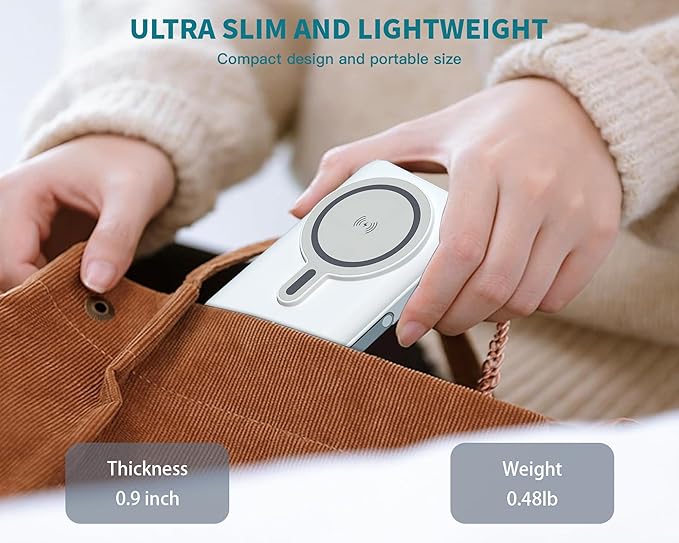 Magnetic Portable Charger Bank Built-in Cables,10000mAh USBC Power Bank 22.5W MAX Battery Pack Magnet Charger Protable Powerbank Fast Charging for Apple iPhone 17/16/15/14/13/12 Series,Samsung S25/S24