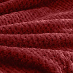 BEDELITE Travel Blanket with Bag, Ultra-Soft Jacquard Fleece Blanket with Luggage Sleeve & Backpack Clip, Airplane Blanket Travel Essentials, Burgundy