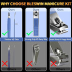 Manicure Set 16Pcs Nail Clippers Set Manicure Kit Professional Stainless Steel Pedicure Kit Nail Care Kit for Women Men with Luxurious Travel Bag, Suitable for Home, Travel, and Salon (Blue)
