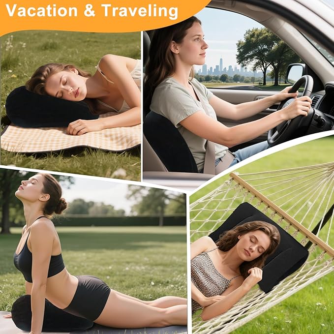 Inflatable Wedge Pillow Camping Cushions – Portable Folding Body Positioners Lightweight Wedge Pillow,Cushion for Yoga,Sleeping,Travel,Reading Lumbar Cushion for Back Pain and Pressure Relief