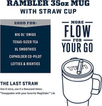 YETI Rambler 35 oz Tumbler with Handle and Straw Lid, Travel Mug Water Tumbler, Vacuum Insulated Cup with Handle, Stainless Steel, Big Wave Blue