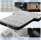 Coverado SUV Air Mattress, Thickened Flocked-Top Car Air Mattress with Wireless Built-in Pump, Pillows, Patch Kit & Carry Bag, Quick&Easy Set Up, SUV Mattress Camping Bed Universal fit for Most Cars