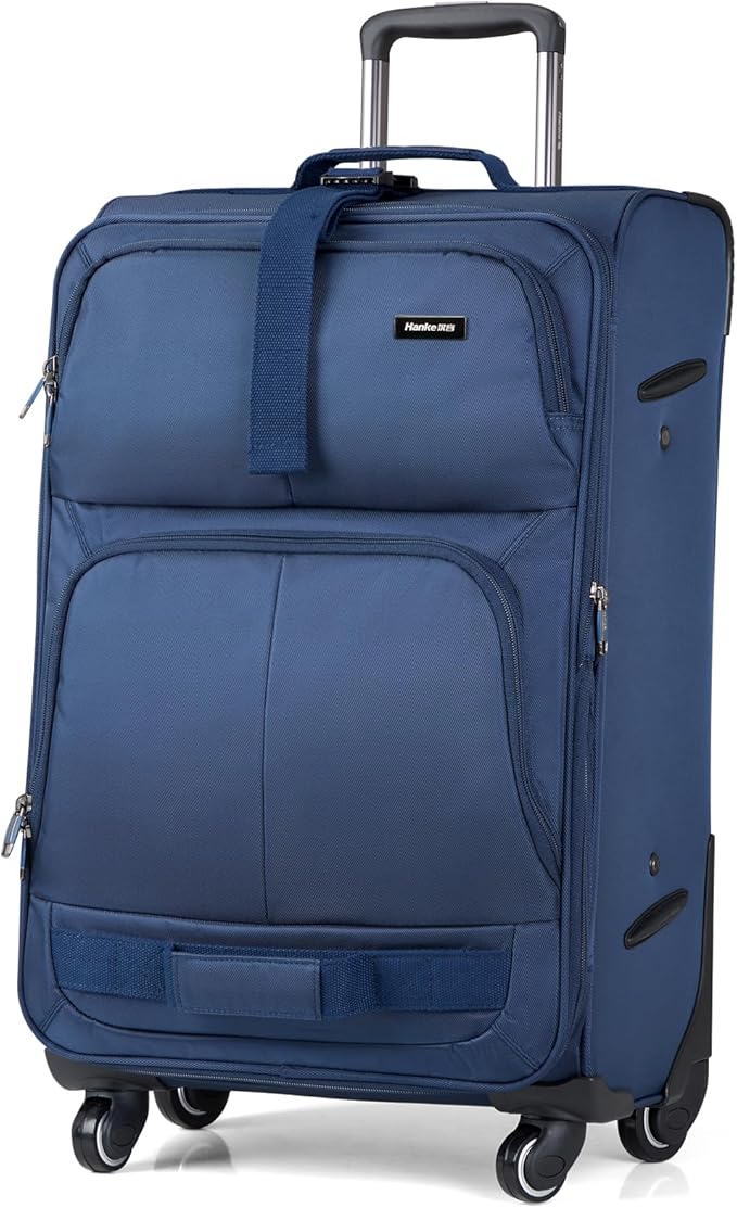 Hanke 28 Inch Softside Expandable Luggage with Spinner Wheels,Check Large Luggage Rolling Suitcase Travel Luggage with TSA Approved,Blue