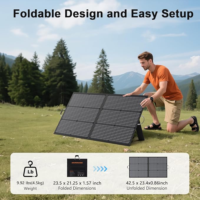 110W Portable Solar Panel, IP67 Waterproof Foldable 110 Watt Solar Charger, High 23.5% Efficiency for Outdoor Camping, Portable Power Station, RV