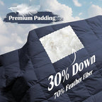 puredown® Queen Size Blanket for Bed, Ultra Soft Lightweight Down & Feather Fill, All Season Microfiber Blanket, Machine Washable, 88"X90", Navy