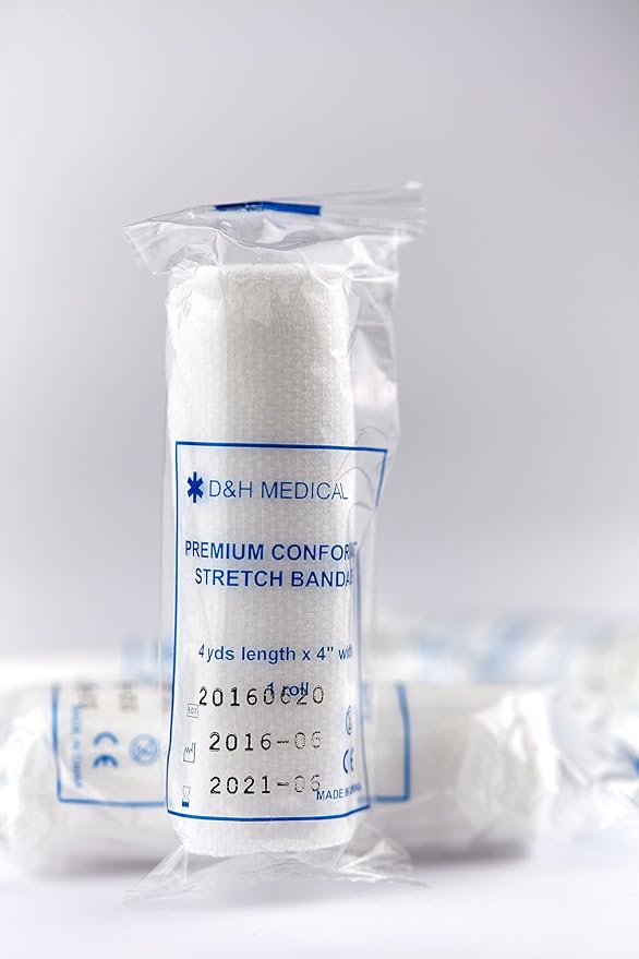 D&H Medical Pack of 48 Gauze Bandage Roll 4 Inches x 4 Yards - Medical Gauze Wrap for Wounds Care - Easy to Use Cotton Gauze Rolls for Hand Wrap Dressing Ankles & Knees