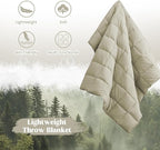 puredown® Soft Feather Down Throw Blanket Lightweight Packable Couch Throw for Indoor and Outdoor Use, 50"X70", Beige