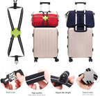 Luggage Straps Bag Bungees for Add a Bag Easy to Travel Suitcase Elastic Strap Belt (Black-R, L)