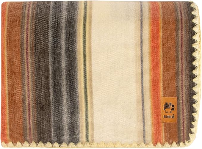 Alpaca Wool Blanket - Queen Size Bed Blanket - Alpaca Throw - Best Gift & Warm Throw, Lightweight, Couch or Camp- Outdoor - 87 x 64 inches (Light Brown)