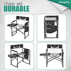 SUNNYFEEL Oversized Camping Directors Chair, Portable Folding Lawn Chairs for Adults Heavy Duty with Side Table,Pocket for Beach, Fishing,Picnic,Concert Outdoor, Foldable Camp Chairs