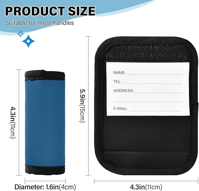 DOMIKING Dark Blue Luggage Handle Wrap Soft Luggage Identifiers for Suitcase Tags Grip for Travel Bag Luggage Suitcase Covers Wraps Travel Accessories, 2 Pack