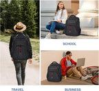 VANKEAN Travel Laptop Backpack 17.3 Inch TSA Friendly, Water-Repellent Anti Theft XL Computer Backpack with RFID Pockets College Backpacks with USB Port for Men Women Business Work Bag, Black