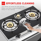 Propane Gas Cooktop,3 Burners Gas Stove portable gas stove, 0.28"Tempered Glass, Auto Ignition Camping 3 Burner LPG for RV,Apartments,Outdoor