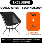 Naturehike YL01 Snap Camping Chair, 1 Second Setup Frame, 441lb Capacity, Portable Backpacking Chair with Storage Bag, Lightweight & Compact Folding Camp Chair for Backpacking Camping Fishing