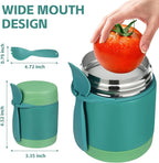 Pawtong10oz Soup Thermo for Hot Food Kids Insulated Food Jar,Thermo Hot Food Lunch Container, Width Mouth Stainless Steel Lunch Box for Kids with Spoon (Green)