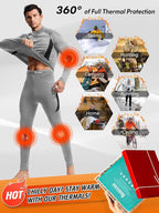 romision Thermal Underwear for Men Long Johns Fleece Lined Hunting Gear Bottom Top Set Base Layer for Cold Weather Gift