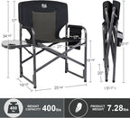 TIMBER RIDGE Aluminum Oversized Camping Chair, Lightweight Portable Directors Chair with Side Table Detachable Side Pocket for Outdoor Camping, Lawn, Picnic, Support 400lbs Black