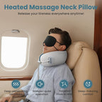 Medicane Neck Travel Pillow with Massage, Shiatsu Massager Cervical Pillows with Heat & Vibration, Ergonomic Memory Foam Comfortable Eye Mask, Perfect for Airplane, Car, Office, Home Use, Pain Relief