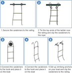 Heavy Duty 5-Step Boat Rope Ladder – 400lbs Capacity, Extra-Long Design for Easy Boarding. Ideal for Inflatable Boats, Fishing Boats, Kayaks, motorboats, and Canoes. Perfect for Safe Marine use.