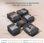 6-Pack Compression Packing Cubes Travel Essentials - Lightweight, Water-Resistant Luggage Organizer Bags with Handles, Durable Travel Accessories Suitcase Organizer (Charcoal)