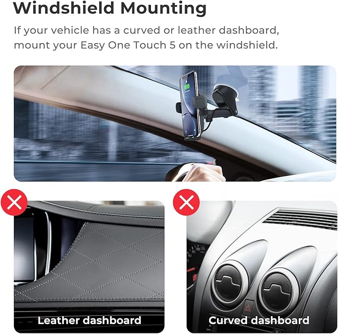 iOttie Car Charger Easy One Touch Wireless 2 Qi Charging Dashboard Phone Mount for iPhone, Samsung Galaxy, Huawei, LG, Smartphones