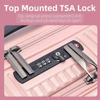 19 Inch Suitcase Hand Luggage with Front Pocket for 15.6" Laptop, 35 * 23 * 55cm, 43L, Ligthweight ABS+PC Hardshell Carry On, TSA Lock & YKK Zippers with HINOMOTO 360° Wheels, Pink