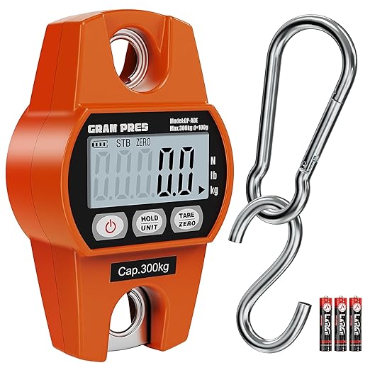 Digital Hanging Scale, Mini Crane Scale 660LB/300KG,Deer Hunting Scales,Digital Scale with Hooks for Farm Fishing, Fish,Luggage，Outdoor.