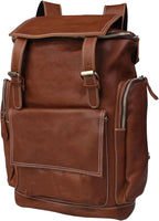 Genuine Crazy Horse Leather Backpack - Vintage Bag with Anti-Theft Design, Fits 16 Inch Laptop(5098-Khaki)