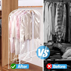 BALEINE 60'' Clear Garment Bags, 6 Packs PEVA Dress Bag for Closet Clothes Dresses Suit Coats Storage (Clear, 6PK)