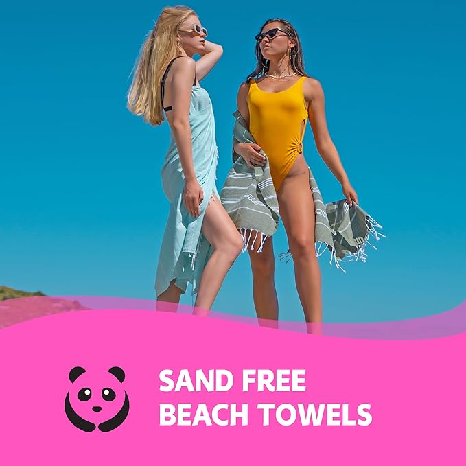 HAVLULAND Turkish Beach Towel - Sand Free - 100% Organic Turkish Cotton Yarn - Oversized 72"x40" - Quick Dry Towels for Beach, Pool, Bath, Picnic Blanket or Throw - Set of 6