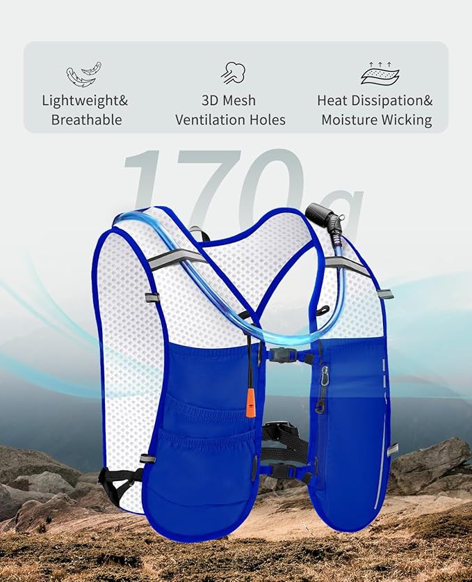 ECOHUB Running Hydration Vest Backpack,Lightweight Breathable Pack with 2L Water Bladder Bag Daypack for Hiking Trail Running Cycling Race Marathon for Women Men