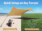 10×10ft UPF50+ Beach Tent Sun Shelter, Windproof Stable Outdoor Pop Up Beach Shade Canopy for Camping, Fishing, Backyard Fun or Picnics, 2 Poles