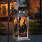 Halloween Decorations Outdoor,Halloween Hanging Decorations,Solar Lantern,Decor for Home Outside Porch Garden Yard Lawn Party Decorations（Bat Pumpkin Castle）