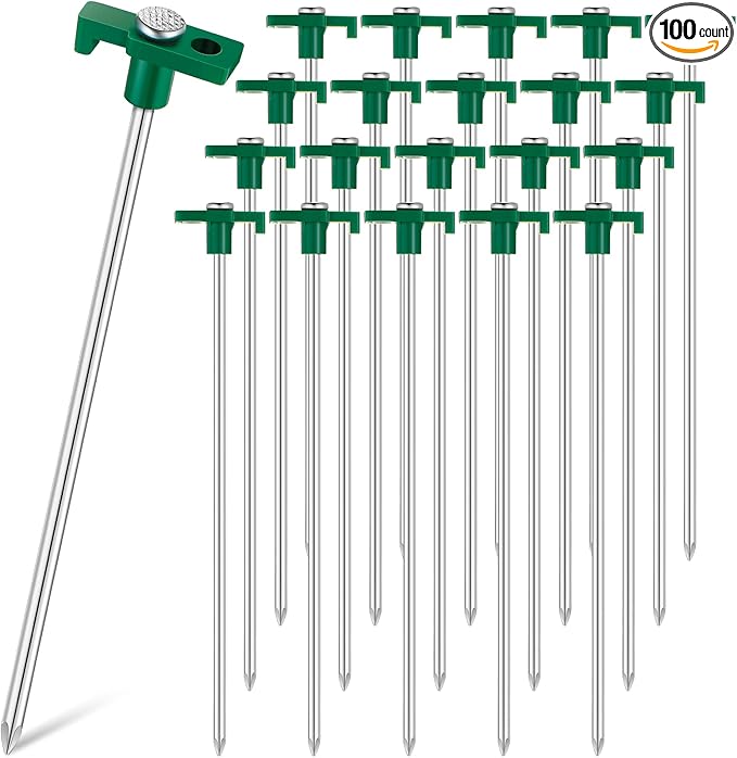 Shimeyao 10" Tent Stakes Camping Heavy Duty Stakes Bulk Metal Ground Pegs Camping Spikes Galvanized for Outdoor Pitching Canopy