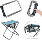 Portable Folding Stool, Camping Stool Mini Size Mortable Stool (Large-Blue)