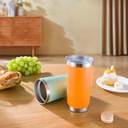 20 oz Tumblers Bulk Stainless Steel Tumbler with Lid Double Wall Vacuum Insulated Coffee Mug 20oz Powder Coated Cup for Hot and Cold Drinks, Orange, 6 pack