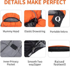 Ultralight Down Sleeping Bag for Adults - 600 Fill Power, Cold Weather, Backpacking, Camping, Hiking
