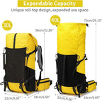 Hiking Backpack,30L +10L Extra Large Capacity Hiking Bag,Internal Frame Camping Backpack,Upgraded X-PAC Lightweight Sport Daypack Travel Backpacks Fit For Mountain Climbing Camping (Yellow)