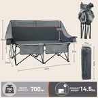 Timber Ridge Heated Double Camping Chair, 700 lbs Heavy Duty Outdoor Folding Camp Couch, Oversized Comfort Loveseat Camping Chairs Perfect for Outdoor Sports, Camping, Lawn(Power Bank not Included)