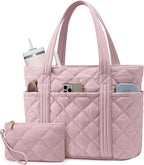 LOVEVOOK Puffer Tote Bag for Women, Puffy Work Handbag, Travel Shoulder Carry On Bag with Zipper for Teacher Nurse Gym