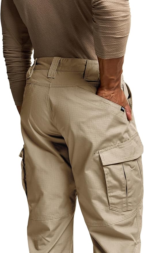 CQR Men's Tactical Pants, Water Resistant Ripstop Cargo Pants, Lightweight EDC Work Hiking Pants, Outdoor Apparel