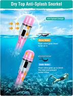 Snorkel Set Adults Snorkeling Gear Anti-Fog Panoramic View Swim Mask Dry Top Snorkel Kit with Carry Bag for Snorkeling Scuba Diving Swimming Travel