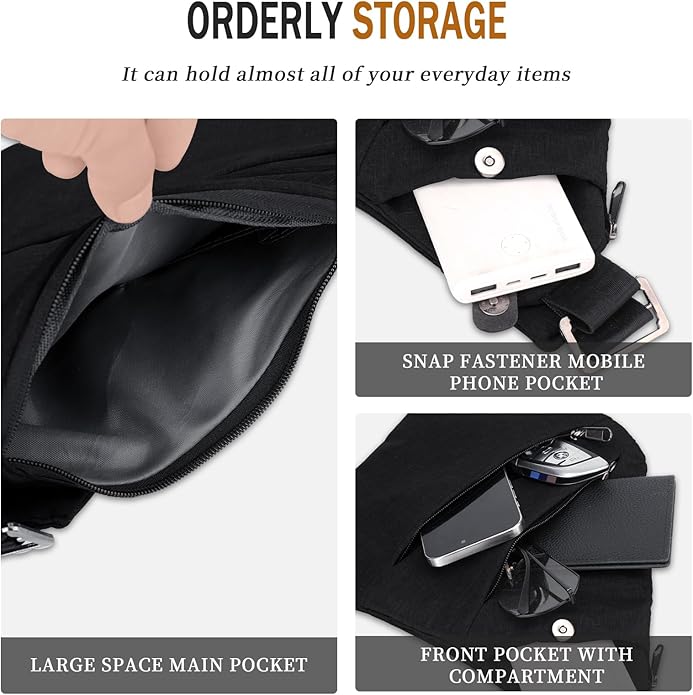 Anti Theft Crossbody Travel Bag for Women Men,Multi-pocket Crossbody Bag,Slim Sling Bag with Adjustable Strap